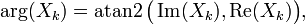 \arg(X_k) = \operatorname{atan2}\big( \operatorname{Im}(X_k), \operatorname{Re}(X_k) \big),