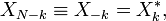 X_{N-k} \equiv X_{-k} = X_k^*,