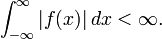\int_{-\infty}^\infty |f(x)| \, dx < \infty.