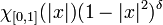 \displaystyle \chi_{[0,1]}(|x|)(1-|x|^2)^\delta