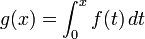 g(x) = \int_0^x f(t)\,dt