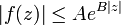 |f(z)|\le Ae^{B|z|}