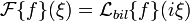 \mathcal{F}\{f\} (\xi) = \mathcal{L}_{bil}\{f\} (i\xi) 