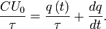 \frac{CU_{0}}{\tau} = \frac{q\left(t\right)}{\tau} + \frac{dq}{dt}.